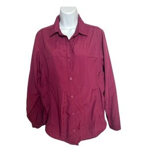 REI Womens‎ Magenta Button Down Long Sleeve UPF 30+ Shirt Lightweight Outdoor